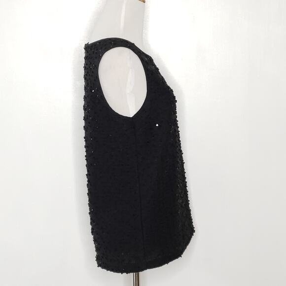 Ann Taylor Sleeveless Blouse Black Sequins Bobbles Knit Relaxed Women XS - Picture 2 of 10